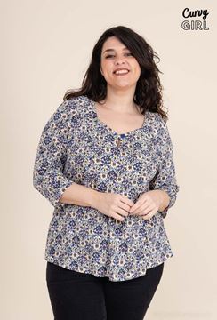 Picture of CURVY GIRL V NECK PRINTED SHIRT